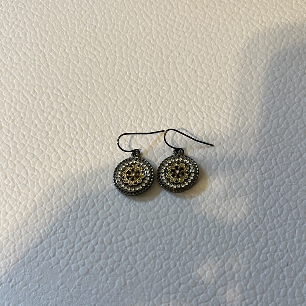 Intricate Gold and Silver Dangle Earrings